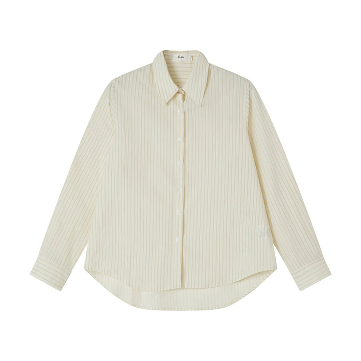 An image of a  Beige-One-size 1315C Essential Stripe Shirt by  Mirra Masa