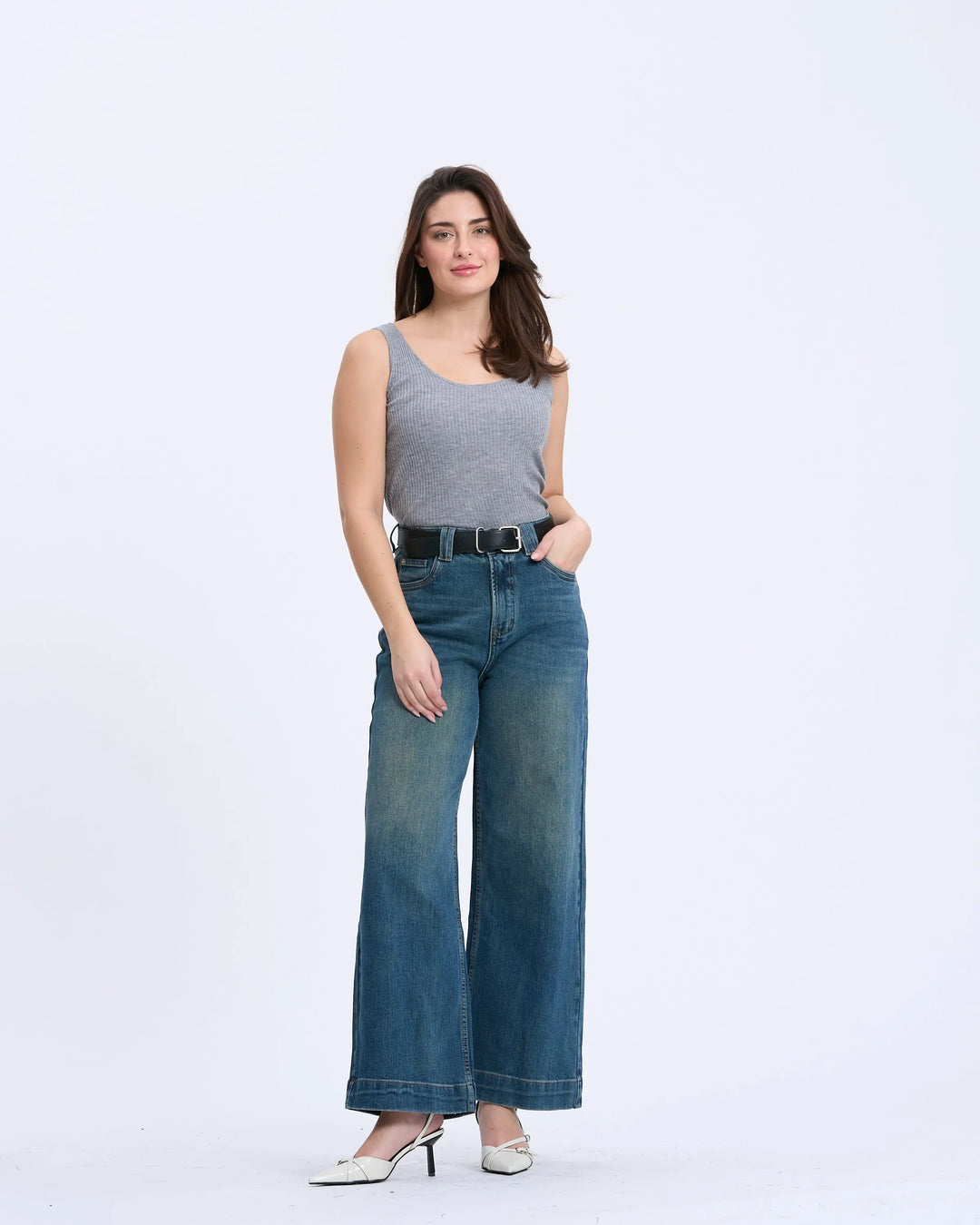 An image of a   1414Q Wide Leg Jeans by  Mirra Masa