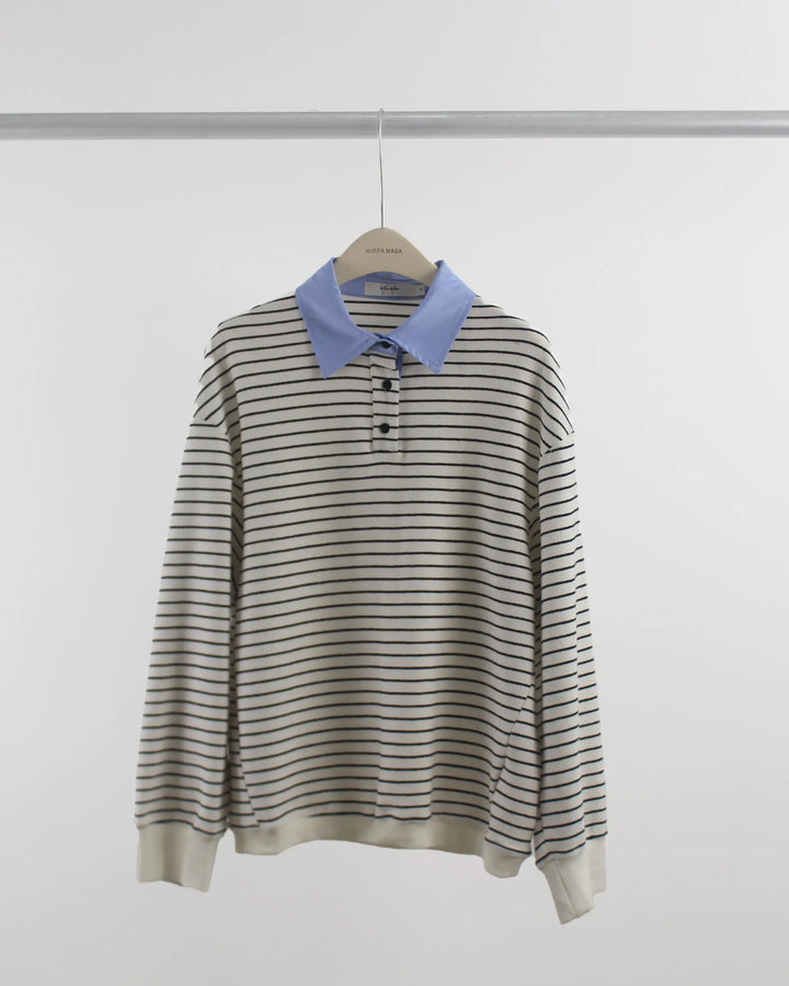 An image of a  Black-Stripes-One-Size 1724Q Layered Throw On Polo by  Mirra Masa