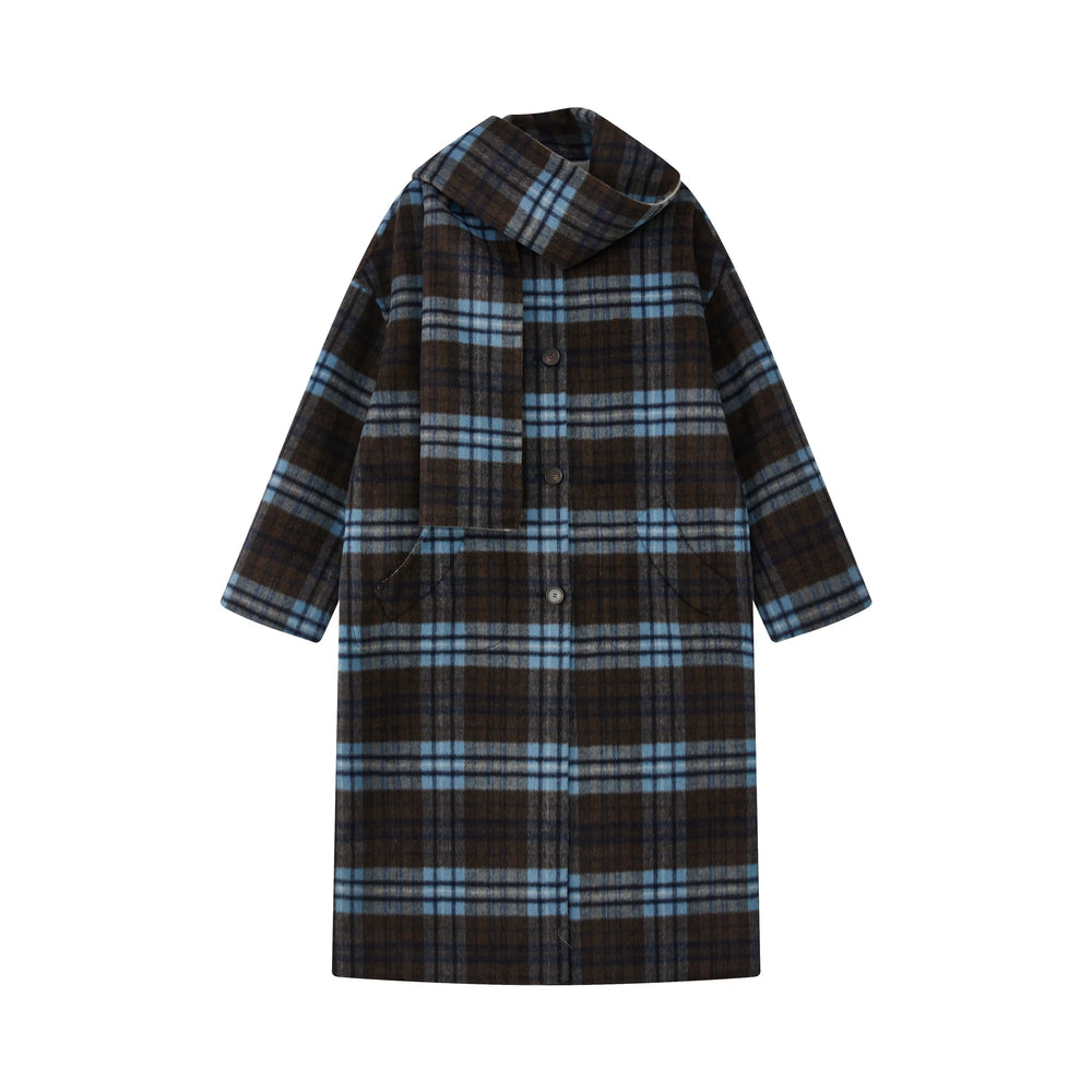 An image of a   1934Q Checkered Reversible Wear Wool Coat by  Mirra Masa