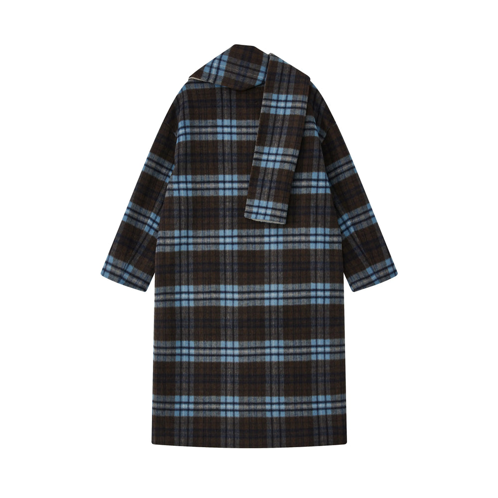 An image of a   1934Q Checkered Reversible Wear Wool Coat by  Mirra Masa