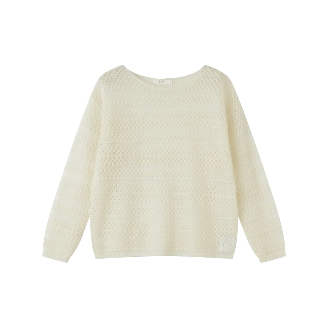 An image of a  Beige-One-Size 1935C Knit Top by  Mirra Masa