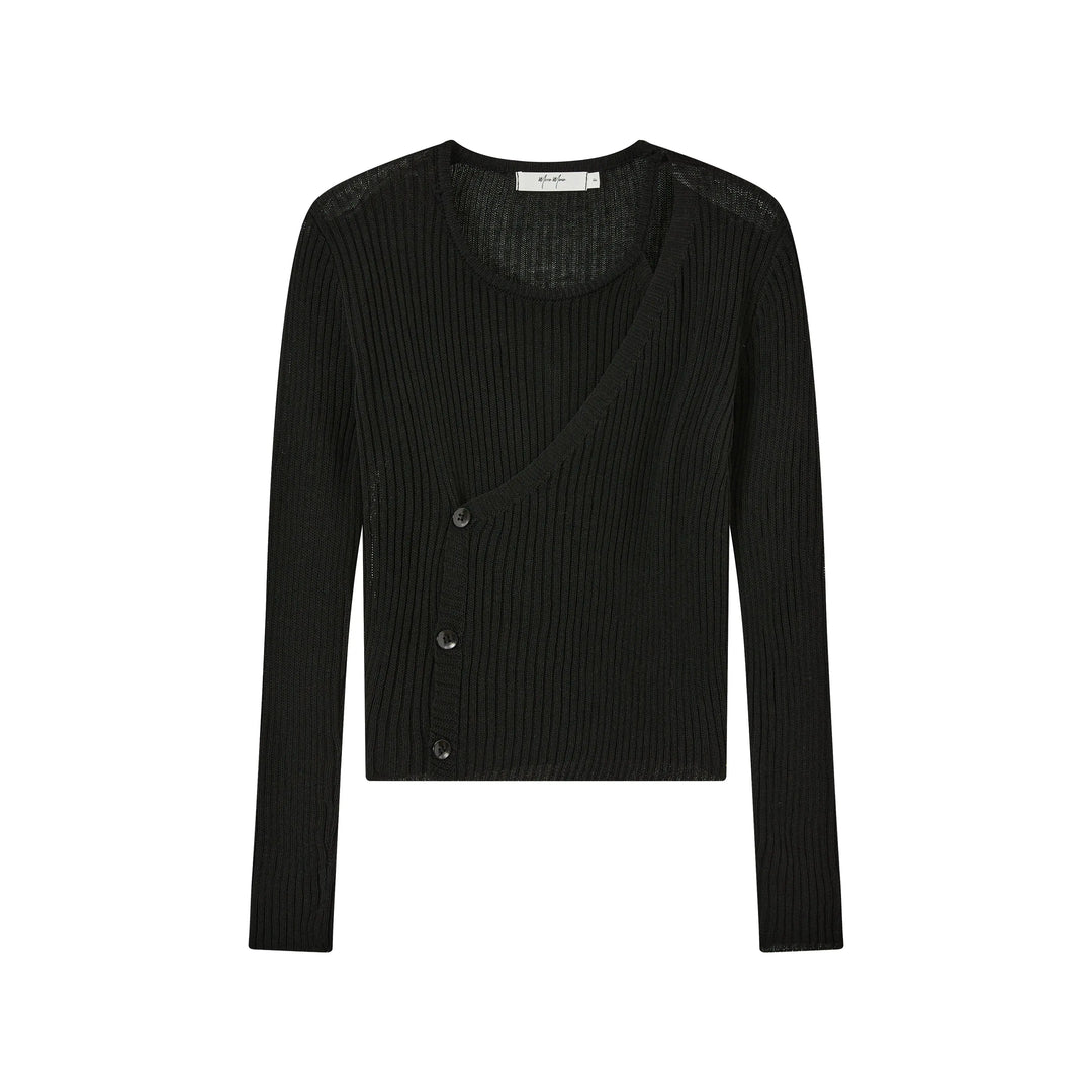 An image of a  Black-One-Size 20242 Layered Knit Top by  Mirra Masa