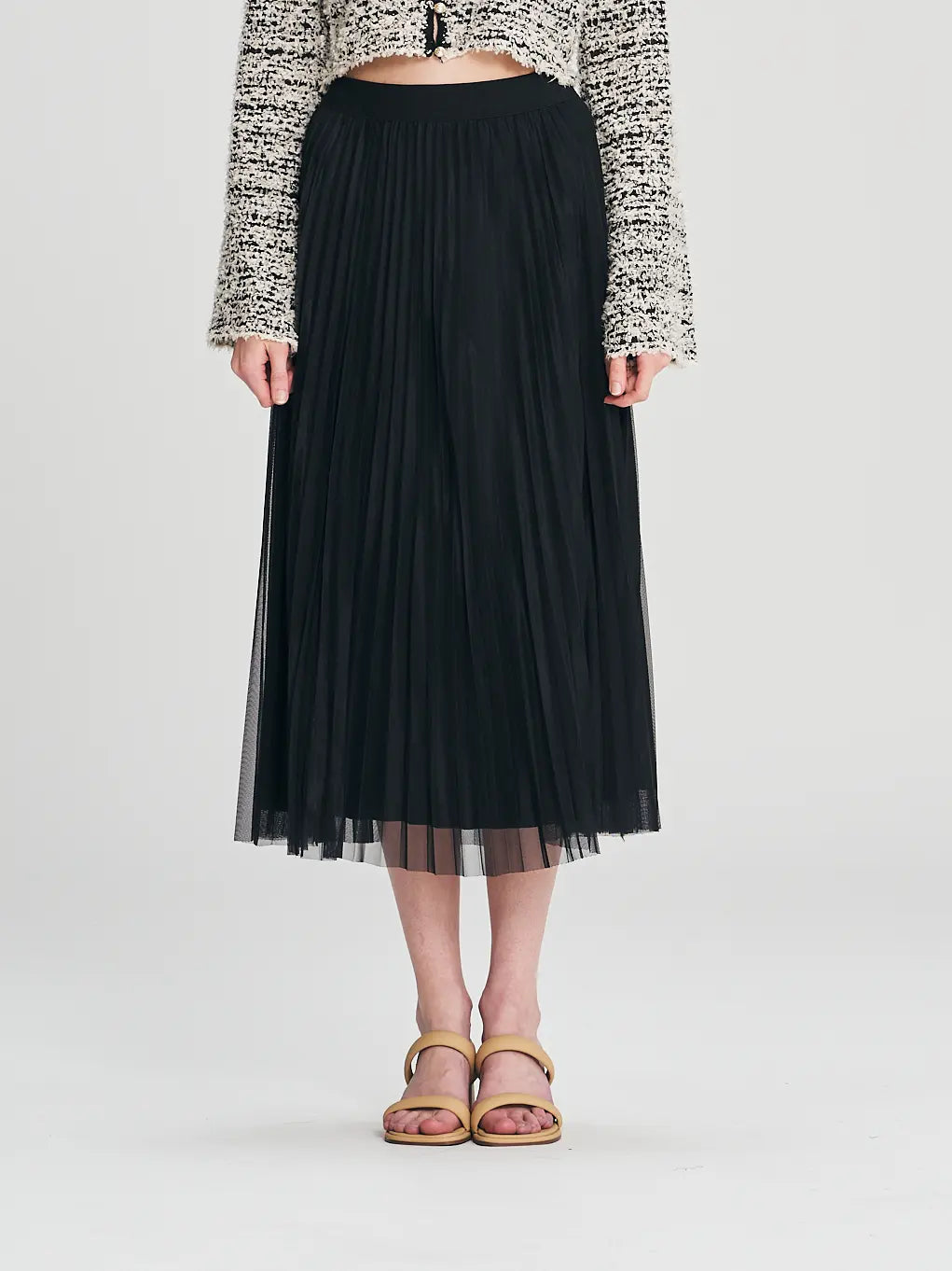 An image of a  Black-One-Size 205519 Reversible Pleated Skirt by  Mirra Masa