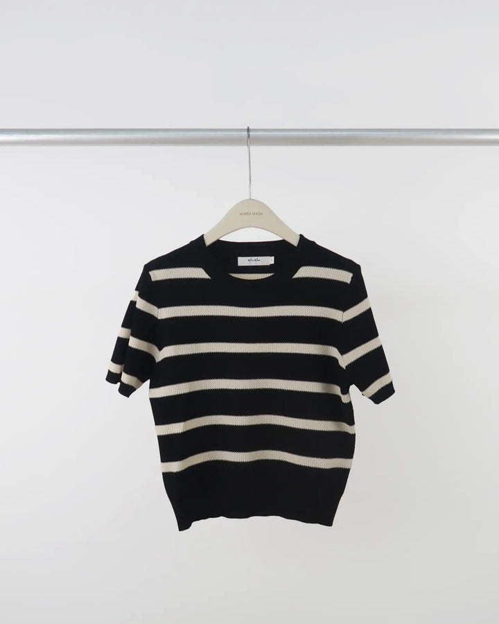 An image of a  Black-One-Size 25175 Basic Stripe T-Shirt by  Mirra Masa