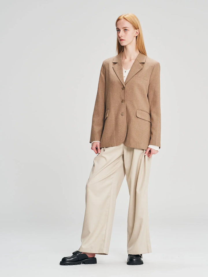 An image of a  Khaki-One-Size 25535 Oversized Blazer Jacket by  Mirra Masa