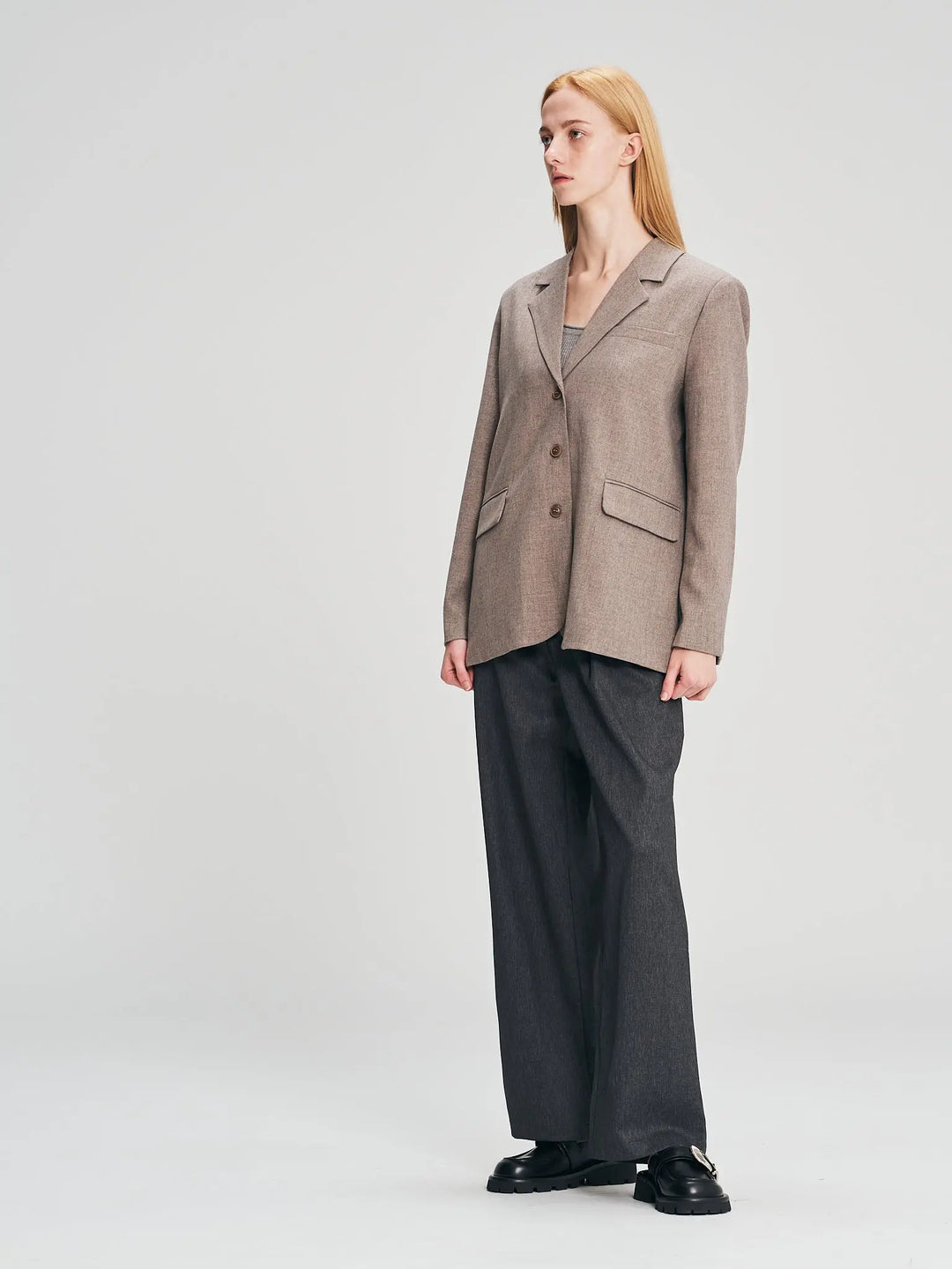 An image of a  Grey-One-Size 25535 Oversized Blazer Jacket by  Mirra Masa