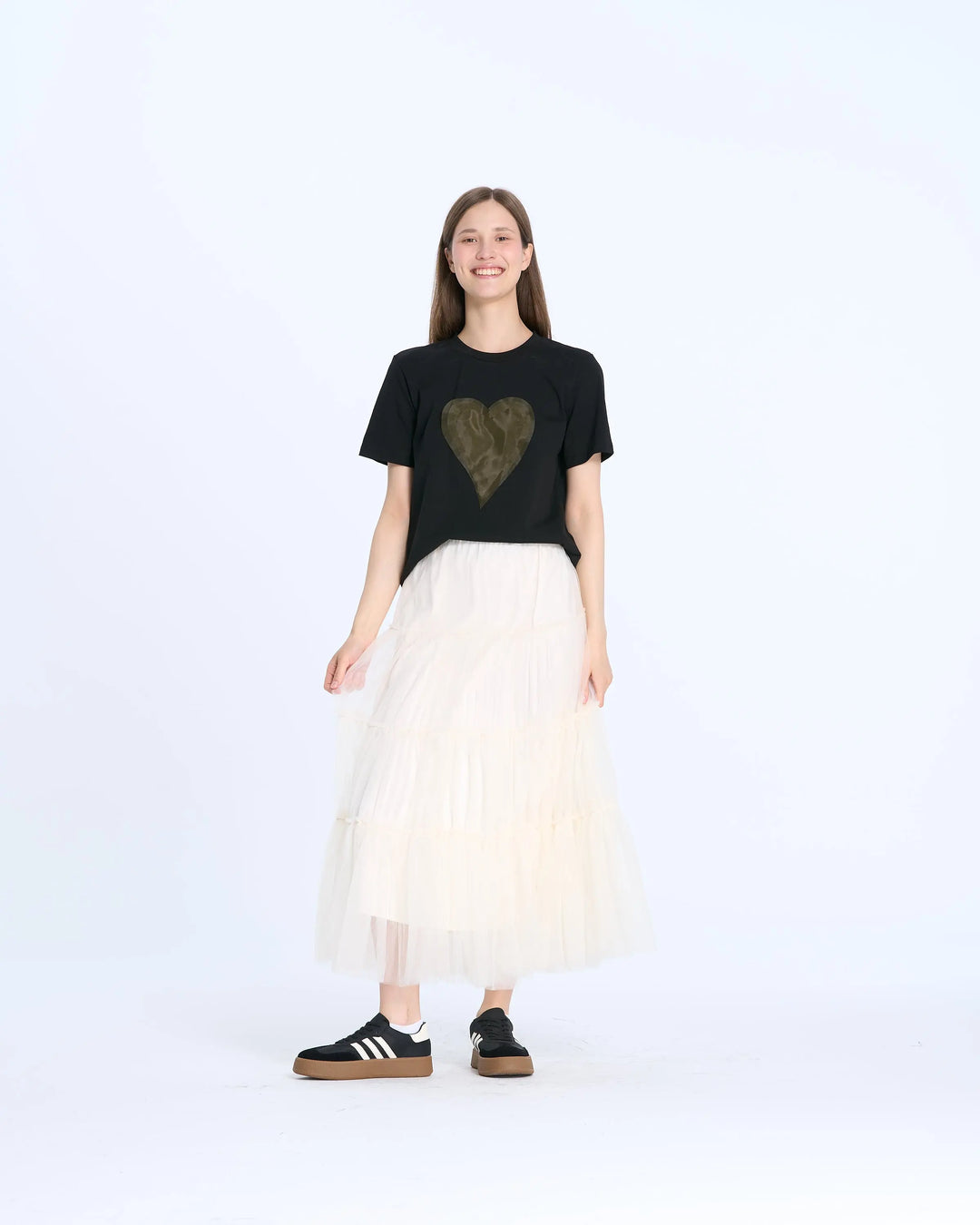 An image of a   25882 Tulle Heart T-Shirt by  Mirra Masa