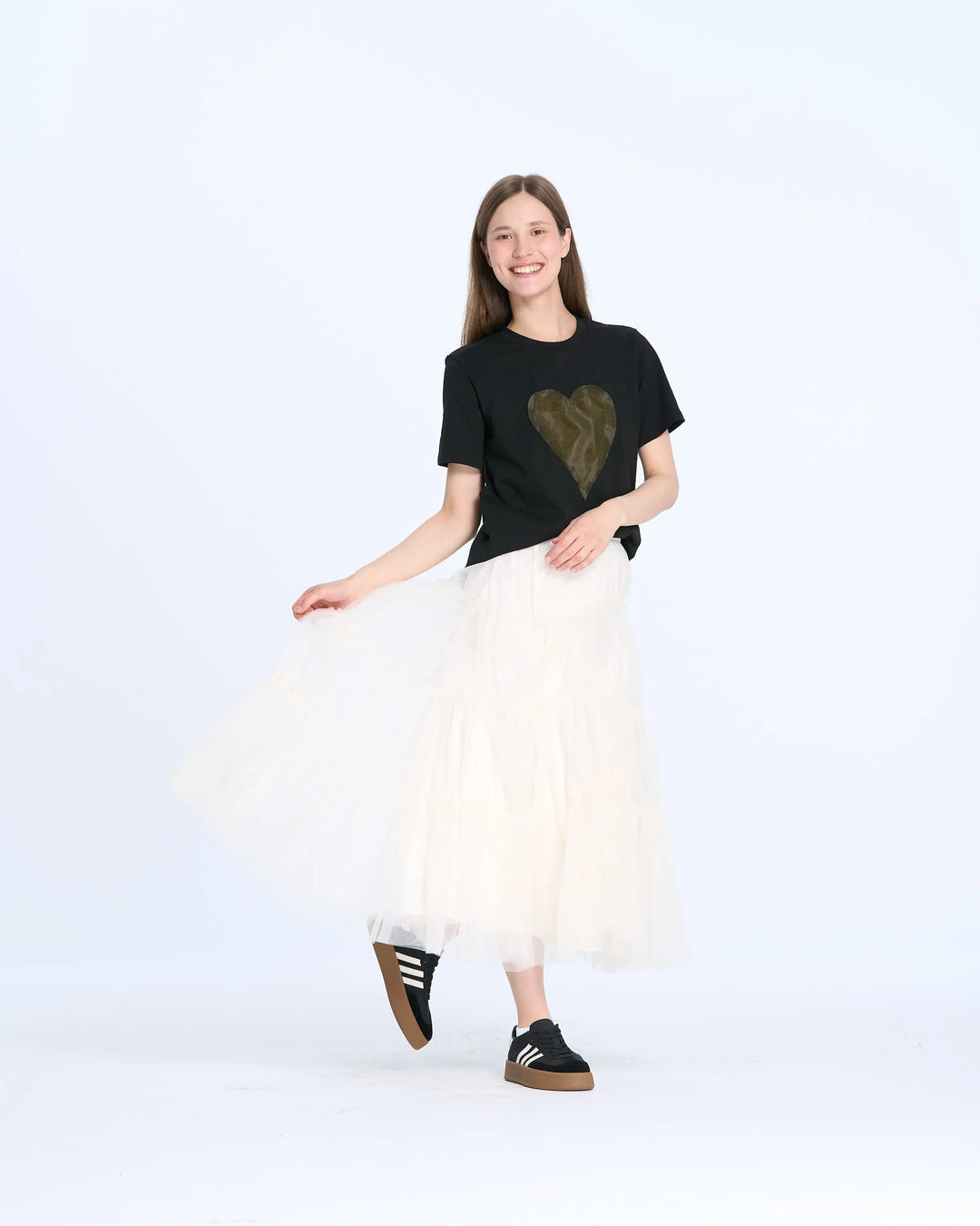 An image of a   25882 Tulle Heart T-Shirt by  Mirra Masa