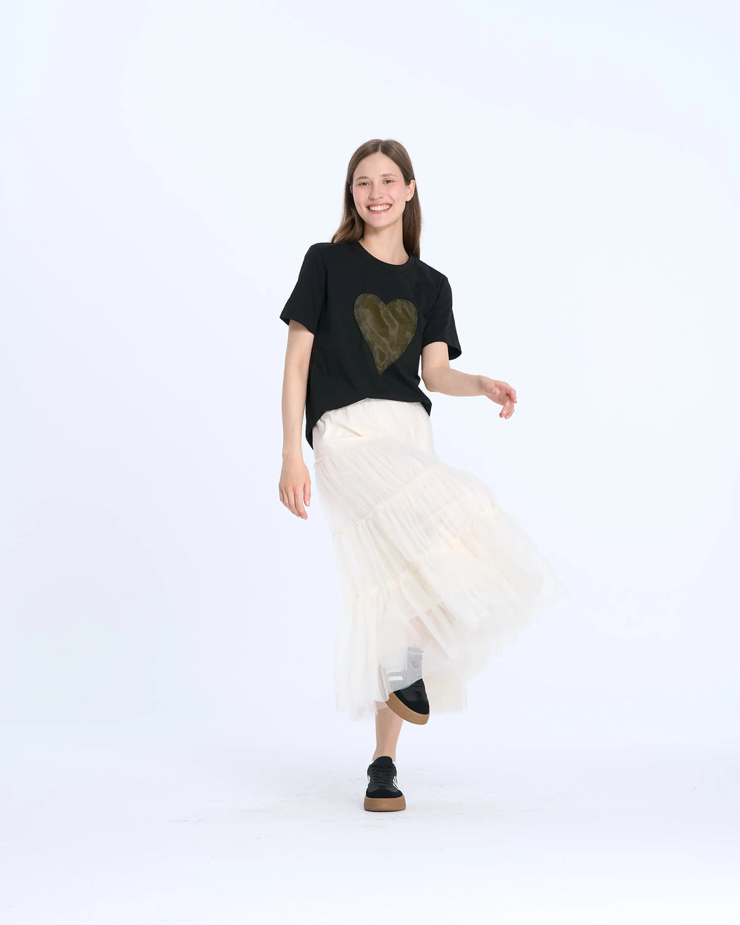 An image of a   25882 Tulle Heart T-Shirt by  Mirra Masa