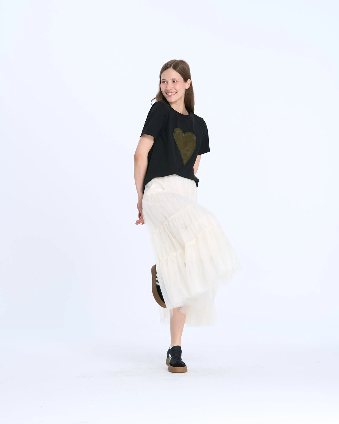 An image of a   25882 Tulle Heart T-Shirt by  Mirra Masa