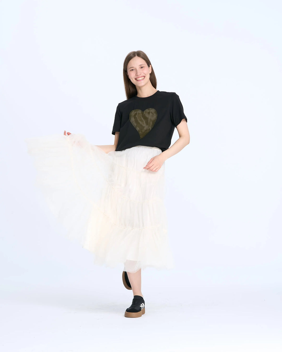 An image of a   25882 Tulle Heart T-Shirt by  Mirra Masa