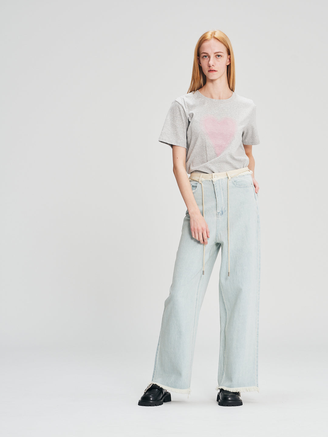 An image of a  Grey-One-Size 25882 Tulle Heart T-Shirt by  Mirra Masa