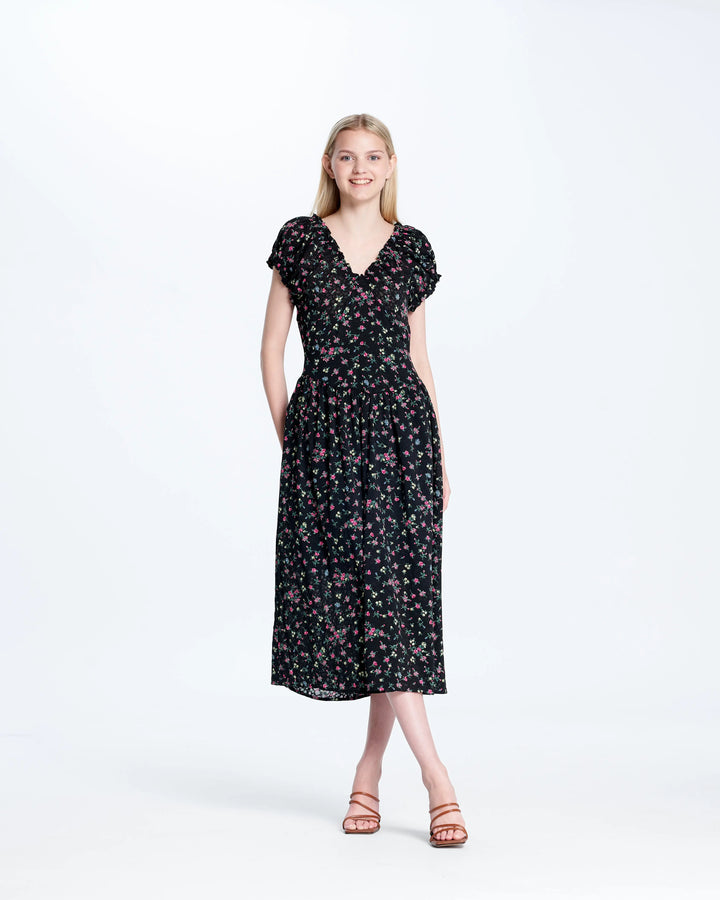 An image of a  Black-Small 26015 Floral Dress by  Mirra Masa