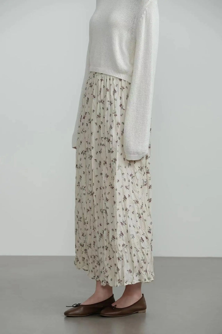 An image of a  Almond-One-Size 26060 Floral Skirt by  Mirra Masa