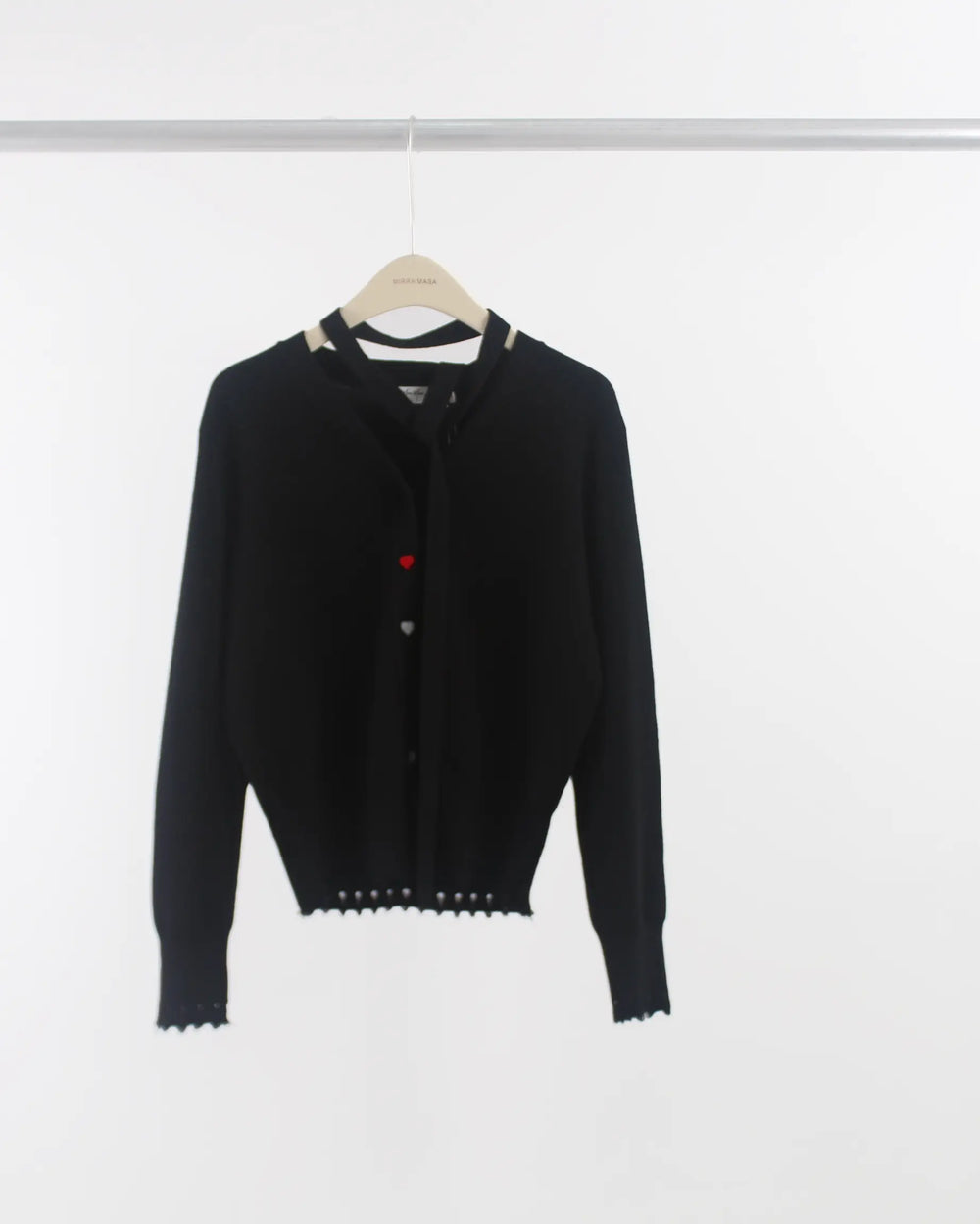 An image of a  Black-Large 2694Q Hearty Button Cardigan by  Mirra Masa