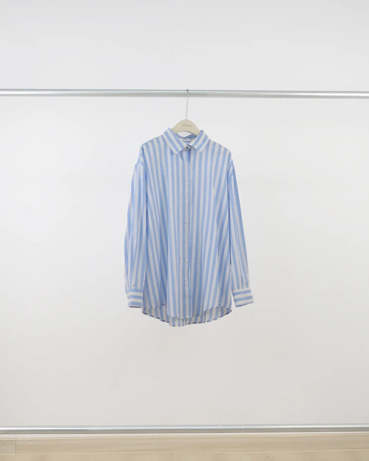 An image of a  Blue-One-Size 28068 Striped Shirt by  Mirra Masa