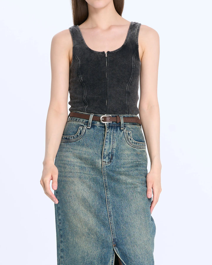 An image of a   28596 Two-Way Zip Tank Top by  Mirra Masa