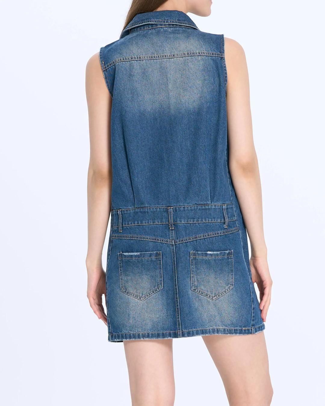 An image of a   28668 Sleeveless Denim Dress by  Mirra Masa