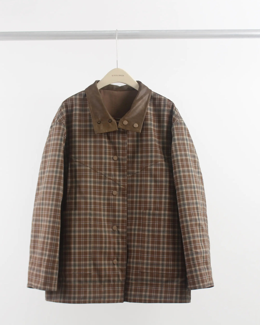 An image of a   3024Q Reversible Plaid-Accented Jacket by  Mirra Masa