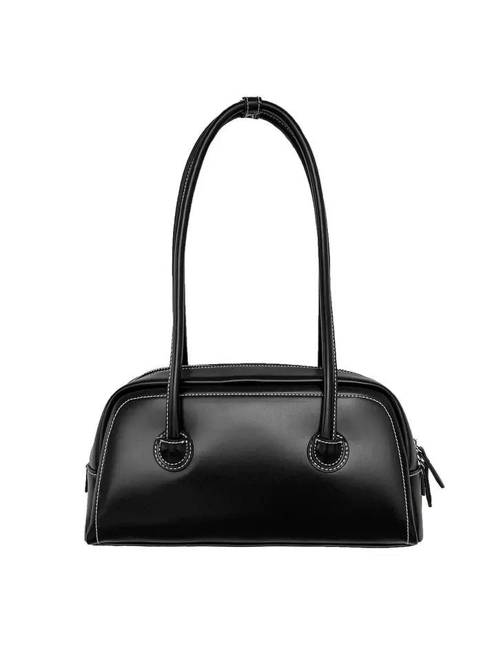 An image of a  Black 3026 Vegan Leather Shoulder Bag by  Mirra Masa