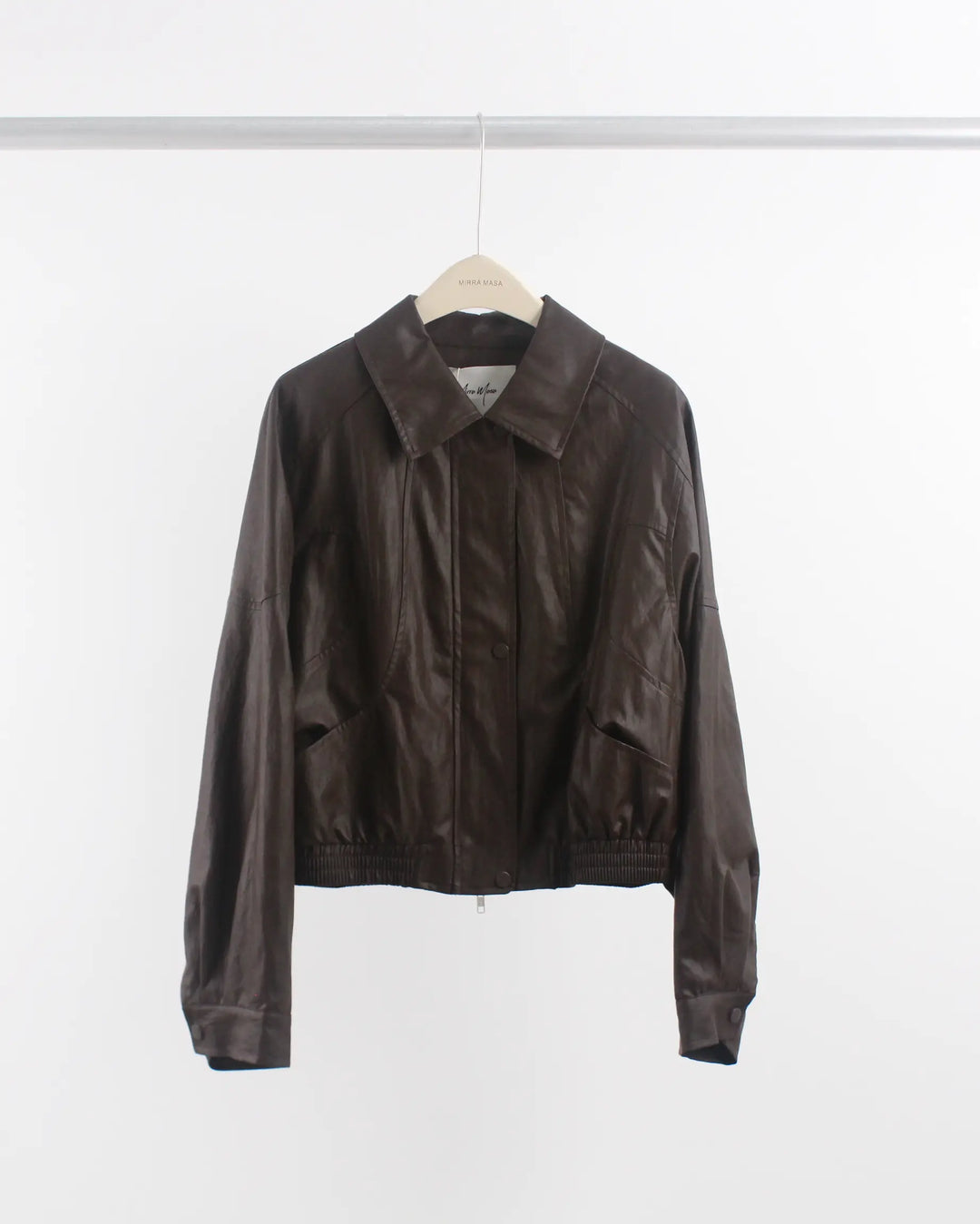 An image of a  Brown-One-Size 35375 Vegan Leather Jacket by  Mirra Masa