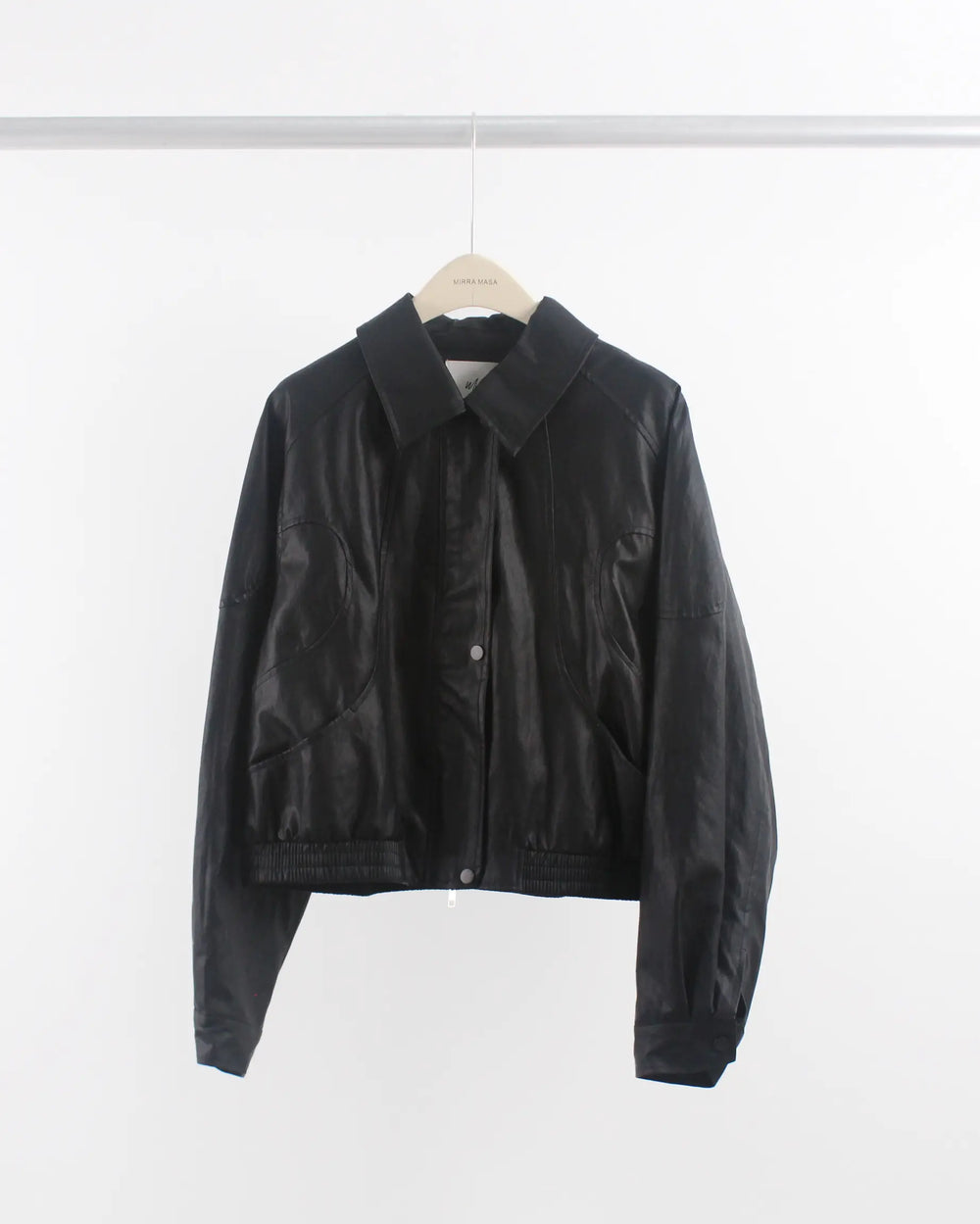 An image of a  Black-One-Size 35375 Vegan Leather Jacket by  Mirra Masa