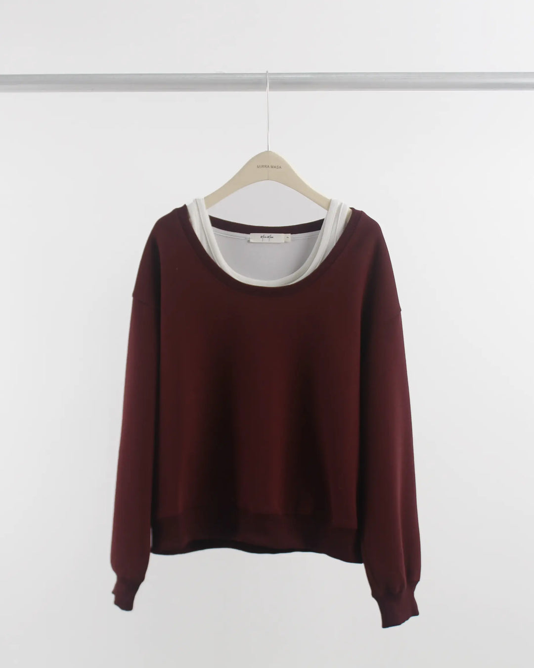 An image of a  Burgundy 4234Q Tank Top+Off-Shoulder Sweatshirt Duo by  Mirra Masa