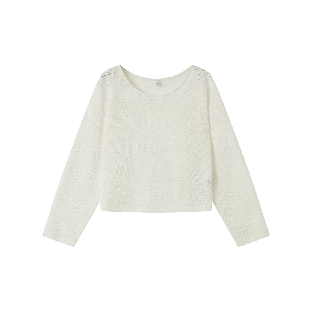 An image of a  Beige-One-Size 4635C Knit Top by  Mirra Masa