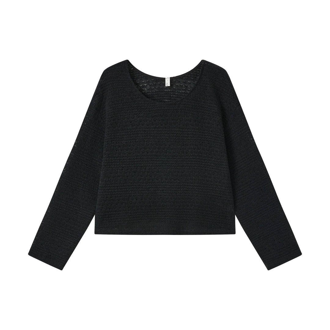 An image of a  Black-One-Size 4635C Knit Top by  Mirra Masa