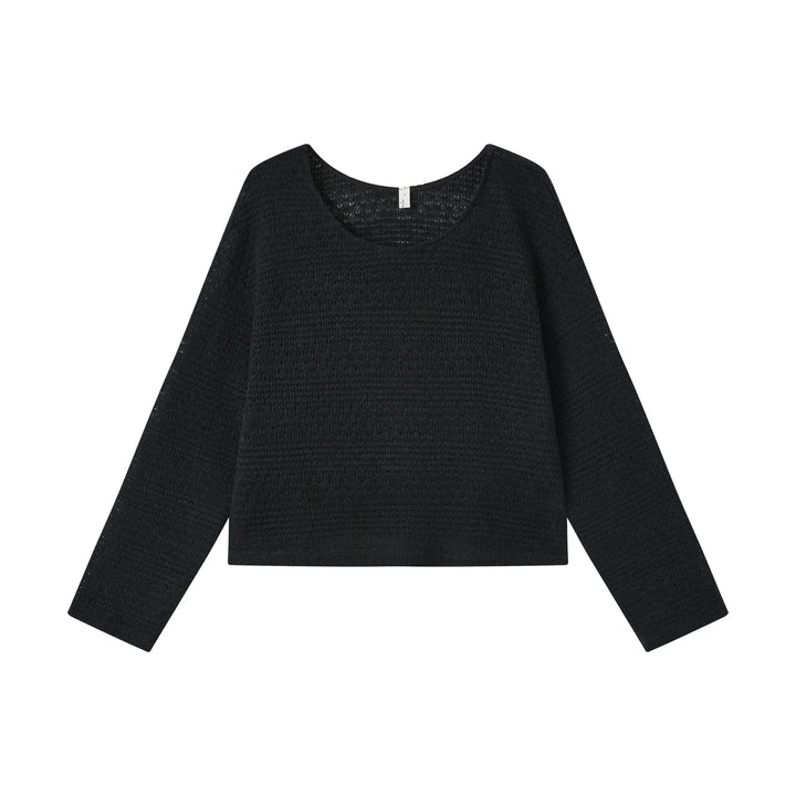 An image of a  Black-One-Size 4635C Knit Top by  Mirra Masa