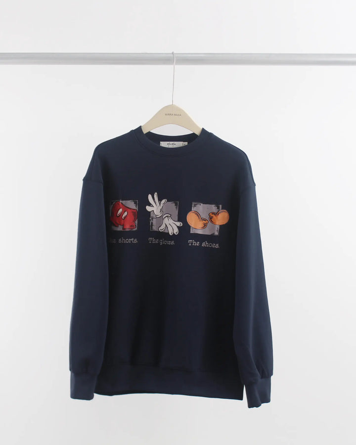 An image of a  Dark-Blue-Medium 5134Q Graphic Crewneck Top by  Mirra Masa