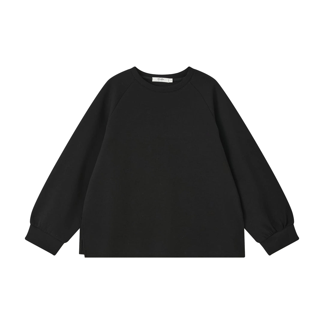 An image of a  Black-One-Size 5685C Essential Crewneck Top by  Mirra Masa