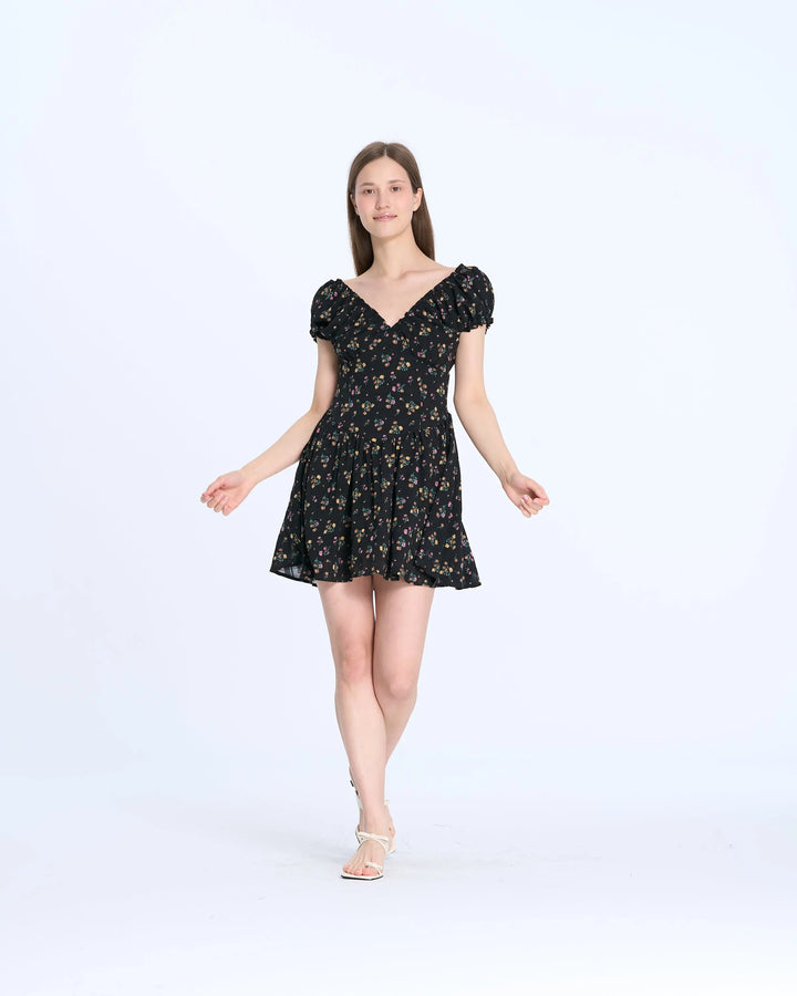 An image of a   6359 Floral Short Dress by  Mirra Masa