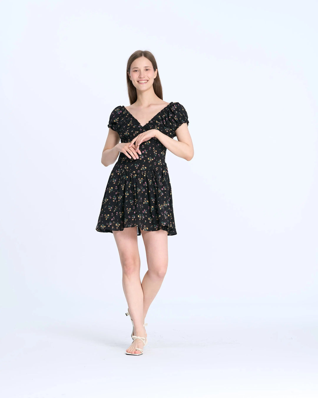 An image of a   6359 Floral Short Dress by  Mirra Masa