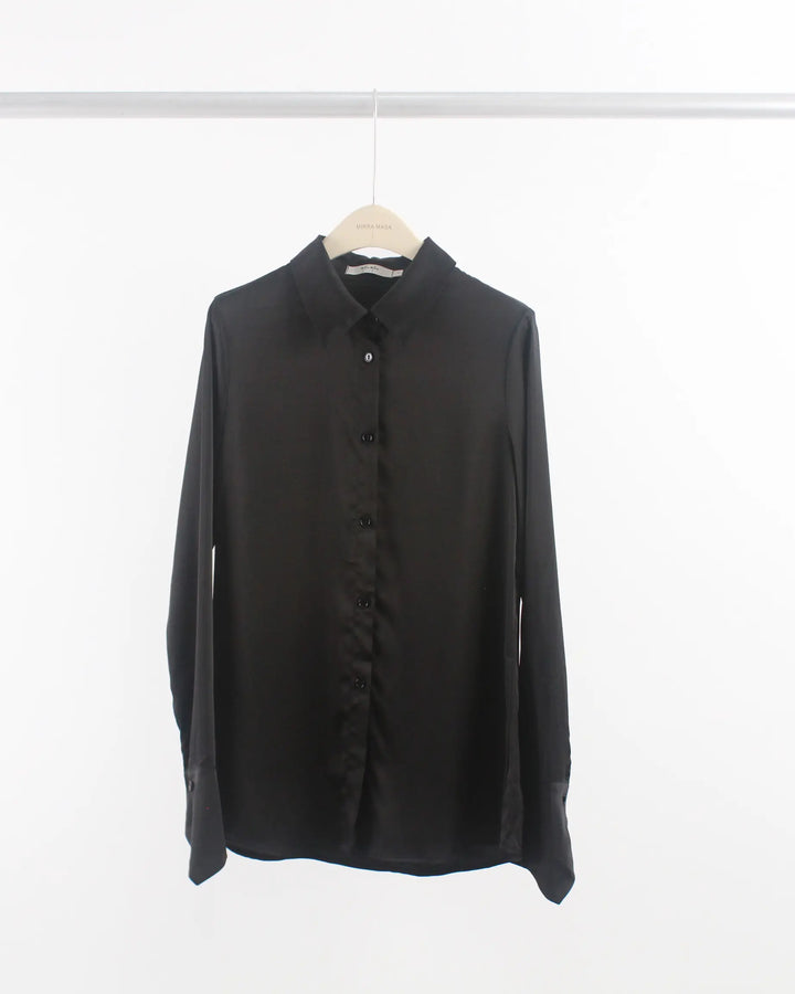 An image of a  Black-One-Size 6431C Throw On Shirt by  Mirra Masa