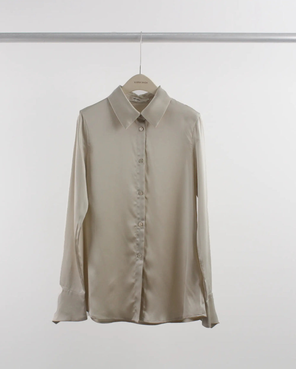 An image of a  Almond-One-Size 6431C Throw On Shirt by  Mirra Masa