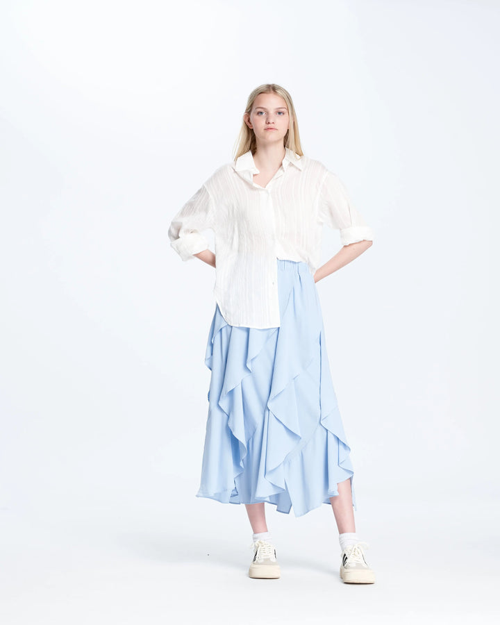 An image of a  One-Size-Blue 68643 Tiered Skirt by  Mirra Masa