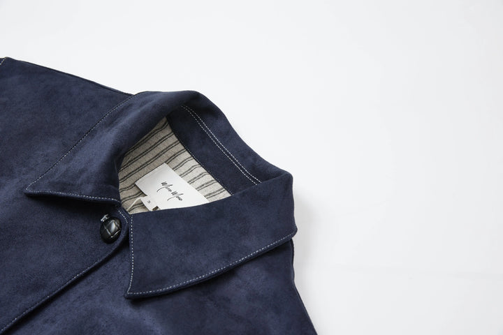 An image of a   6954Q Suede and Cuffed Jacket by  Mirra Masa