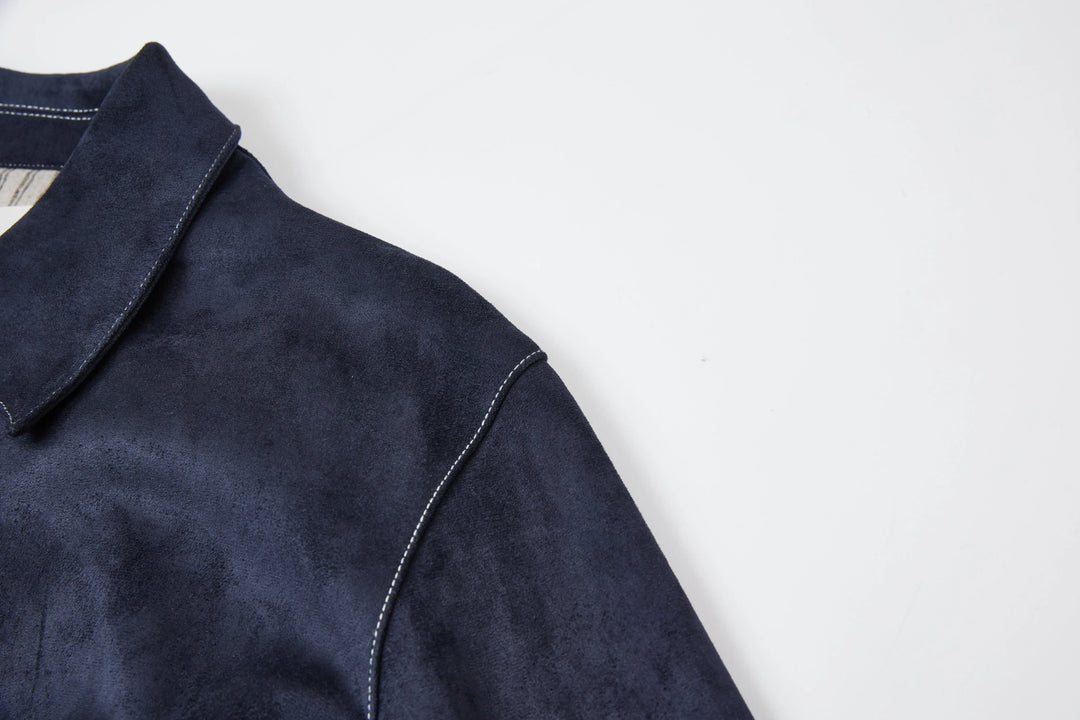 An image of a   6954Q Suede and Cuffed Jacket by  Mirra Masa