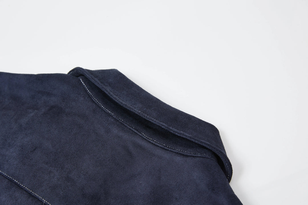 An image of a   6954Q Suede and Cuffed Jacket by  Mirra Masa