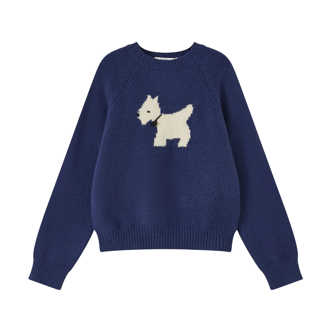 An image of a  Navy-Blue-One-size 7574D Puppy Sweater by  Mirra Masa