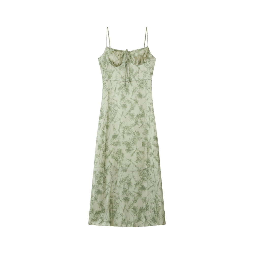 An image of a  Green-Small 90733 Floral Slip Dress by  Mirra Masa