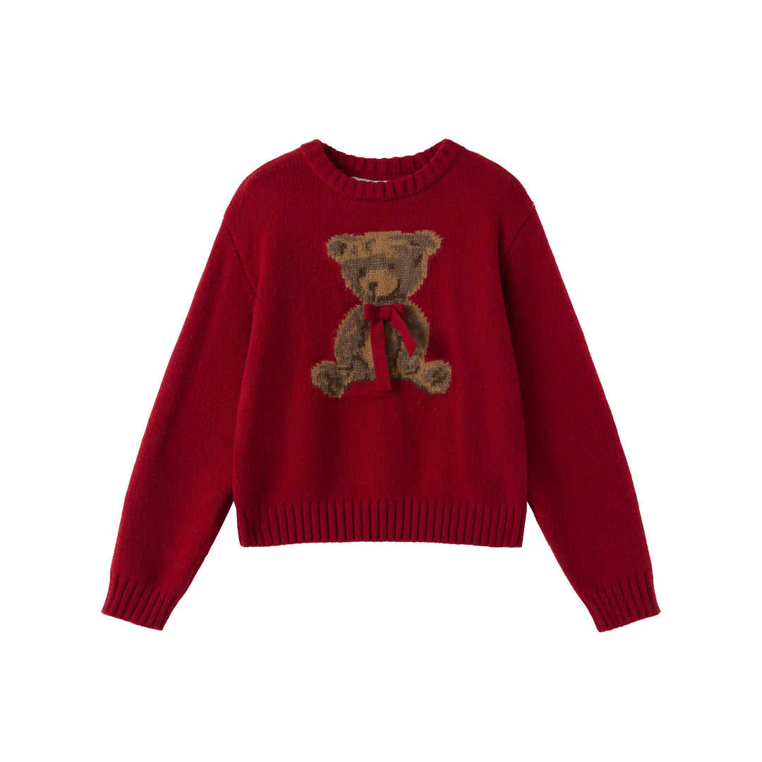 An image of a  Red-onesize 9134D Bear Love Sweater by  Mirra Masa