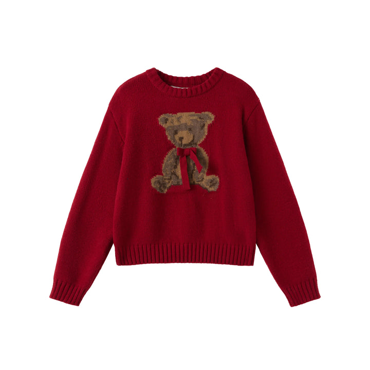 An image of a  Red-onesize 9134D Bear Love Sweater by  Mirra Masa