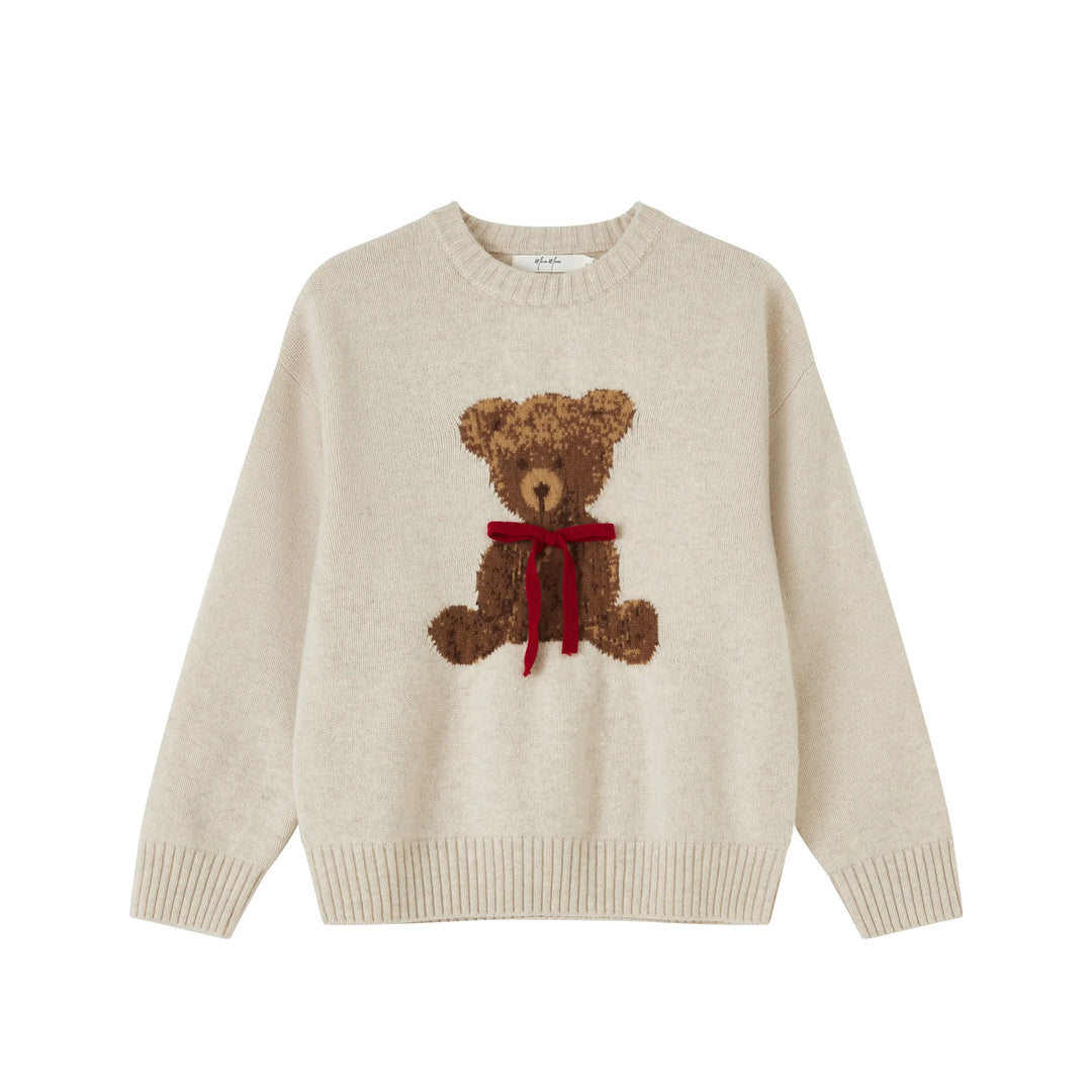 An image of a  Beige-onesize 9134D Bear Love Sweater by  Mirra Masa