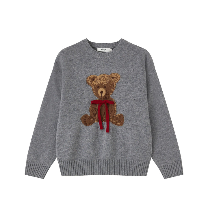 An image of a  Gray-onesize 9134D Bear Love Sweater by  Mirra Masa