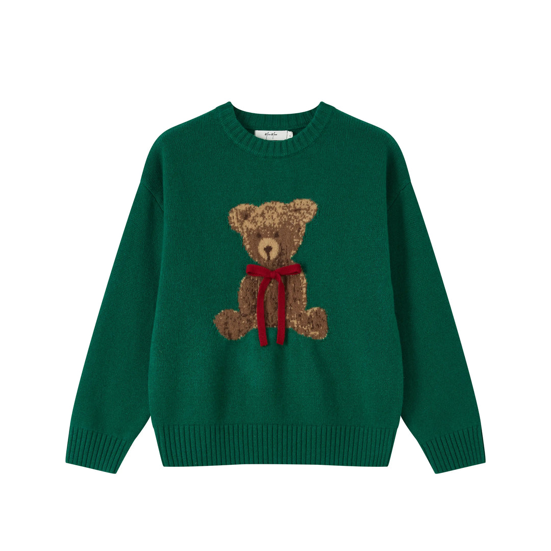 An image of a  Green-onesize 9134D Bear Love Sweater by  Mirra Masa