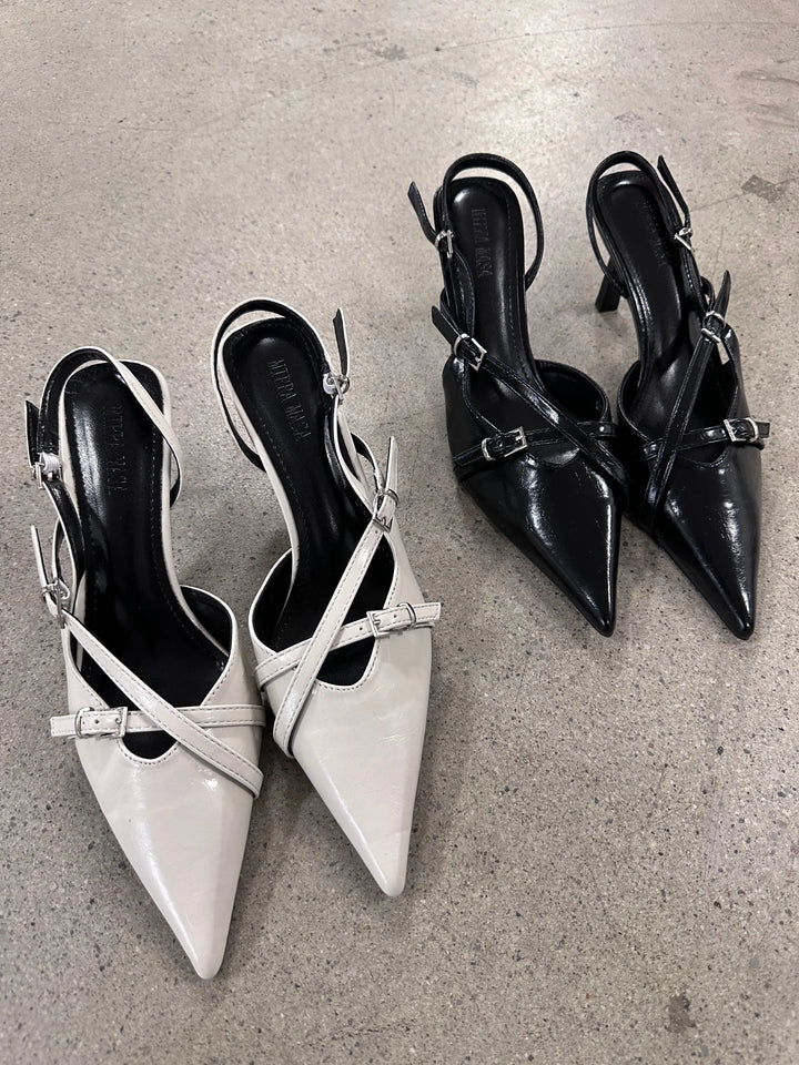 An image of a   9733 Stripe Slingback Heel by  Mirra Masa