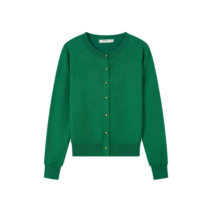 An image of a  Green-One-Size 99601 Knit Cardigan by  Mirra Masa